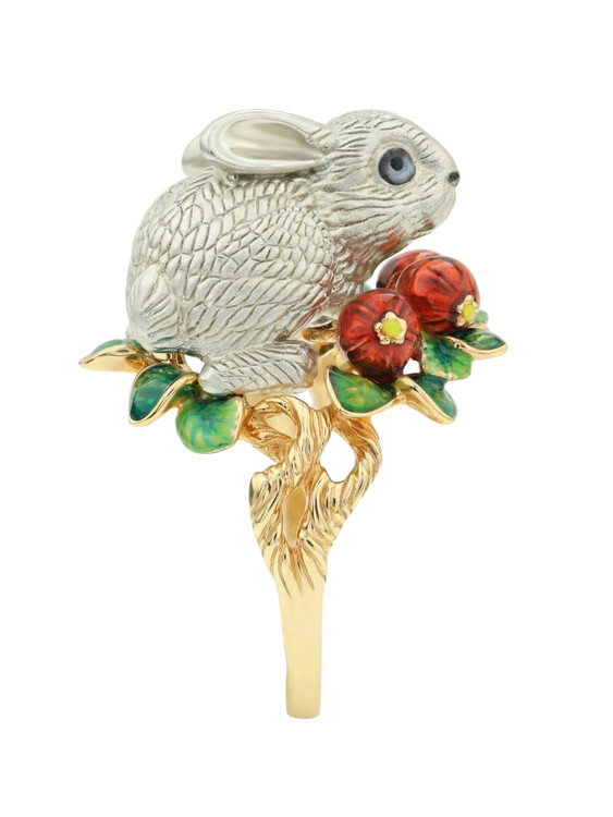 Кольцо из лимонного золота c эмаль