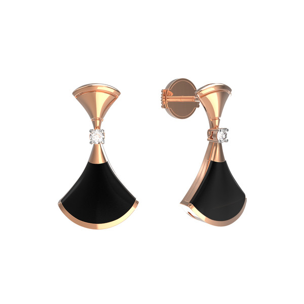 Серьги из золота c бриллиантами и ониксом