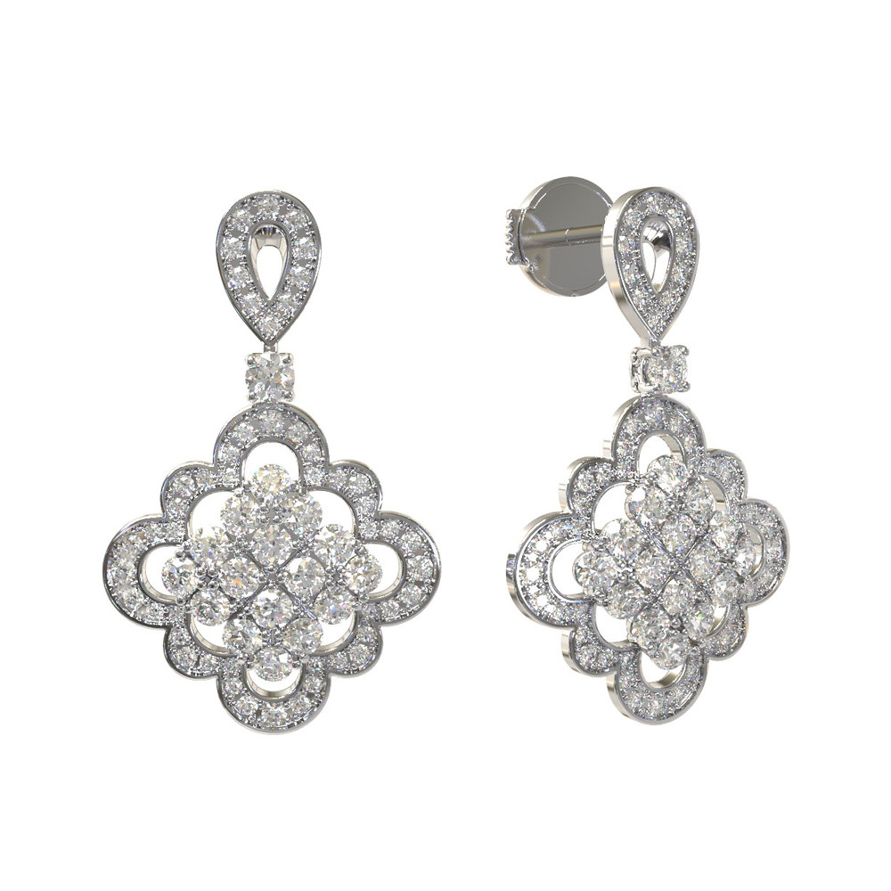 Серьги из белого золота c бриллиантами