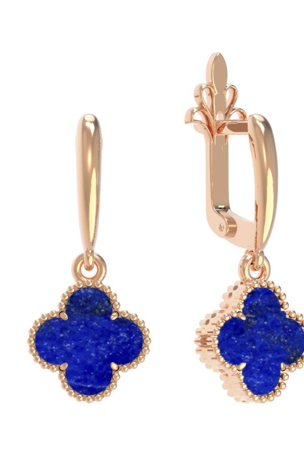 Серьги из золота 585 пробы c лазуритом