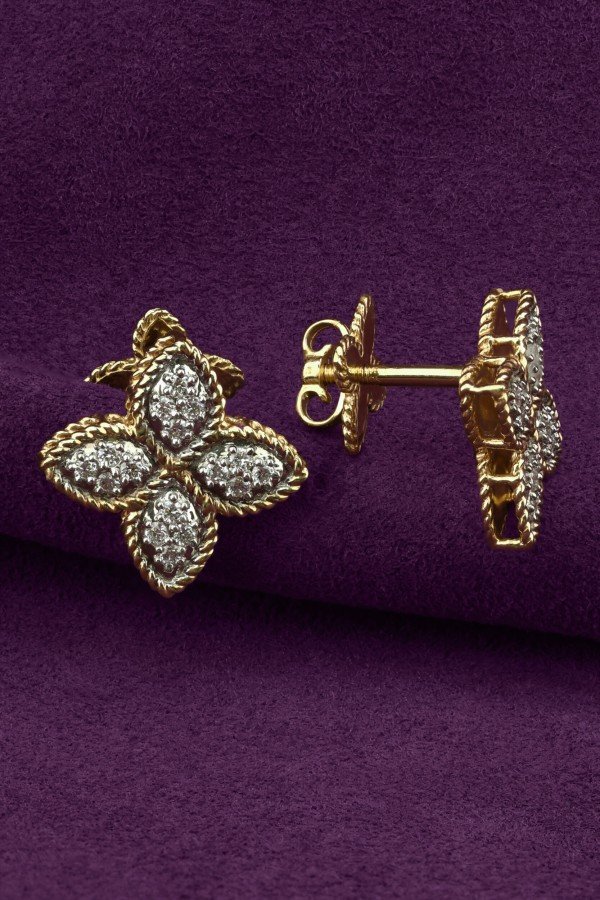 Серьги из лимонного золота 585 пробы c бриллиантами