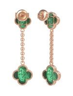 Серьги из золота 585 пробы c малахитом
