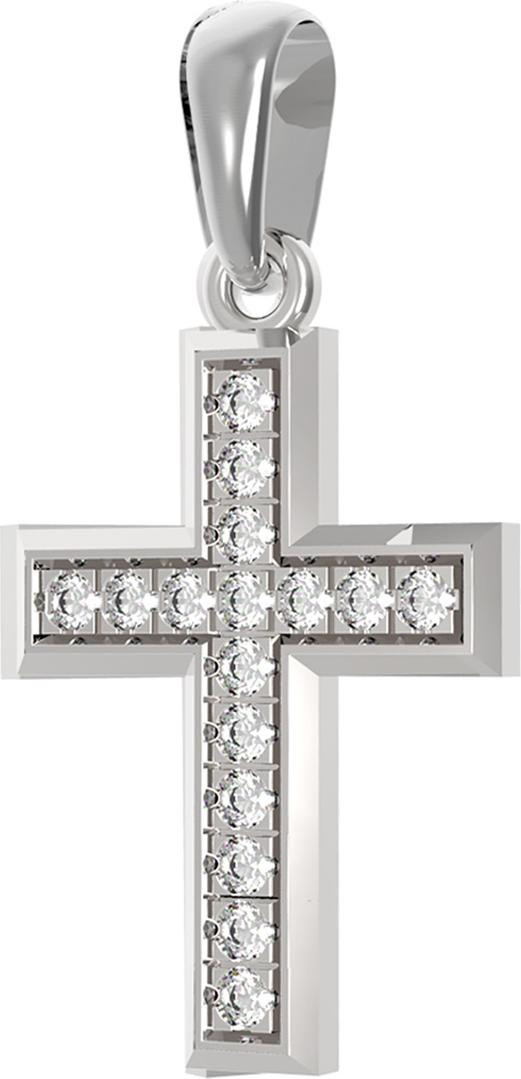 Крест из белого золота c бриллиантами
