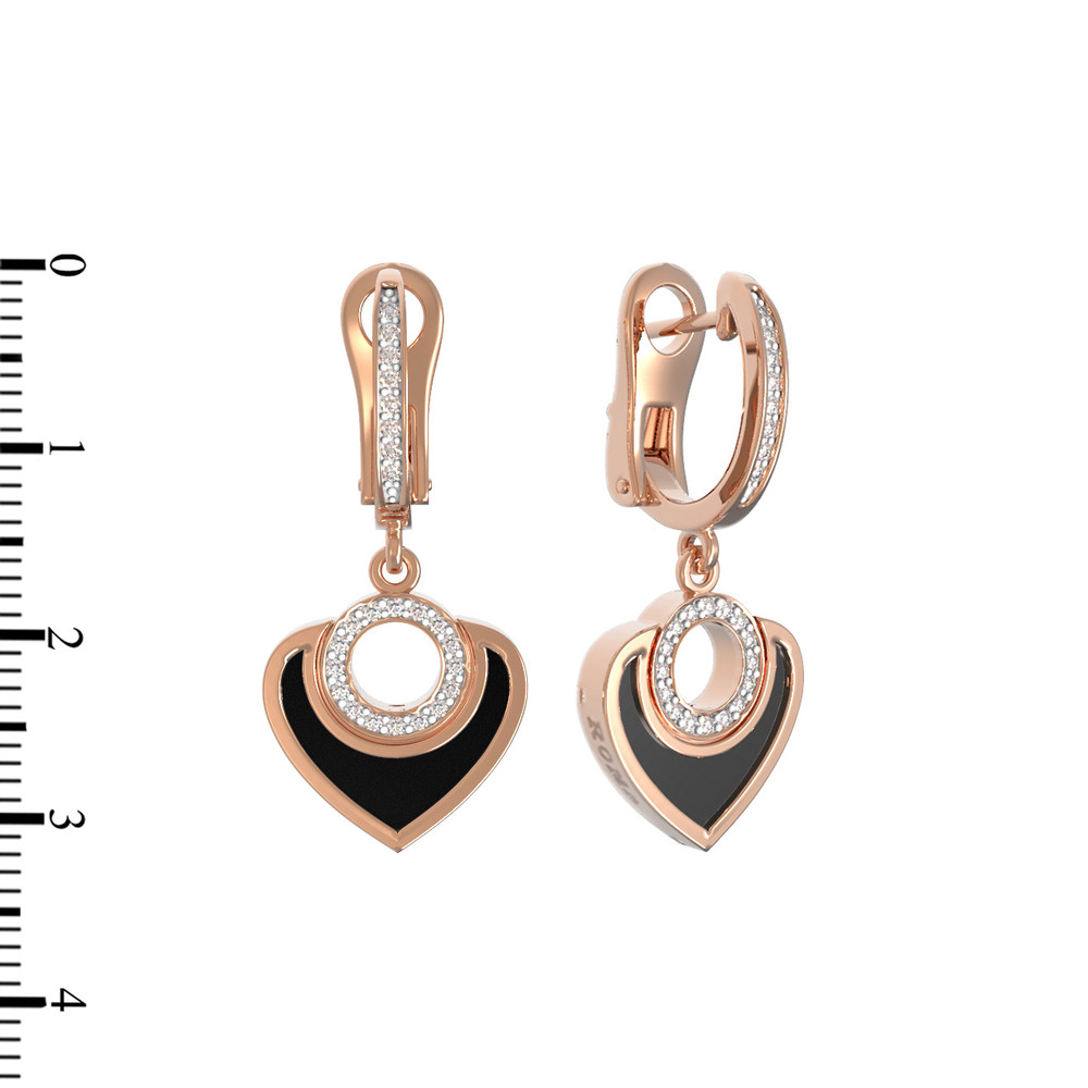 Серьги из золота c бриллиантами и ониксом