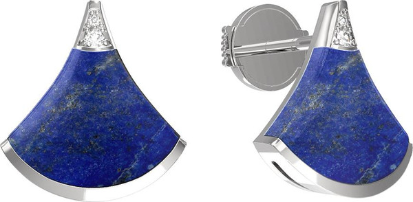 Серьги из белого золота c бриллиантами и лазуритом