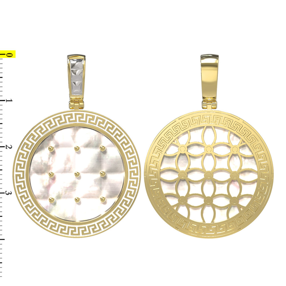 Подвеска из лимонного золота c эмаль и перламутром