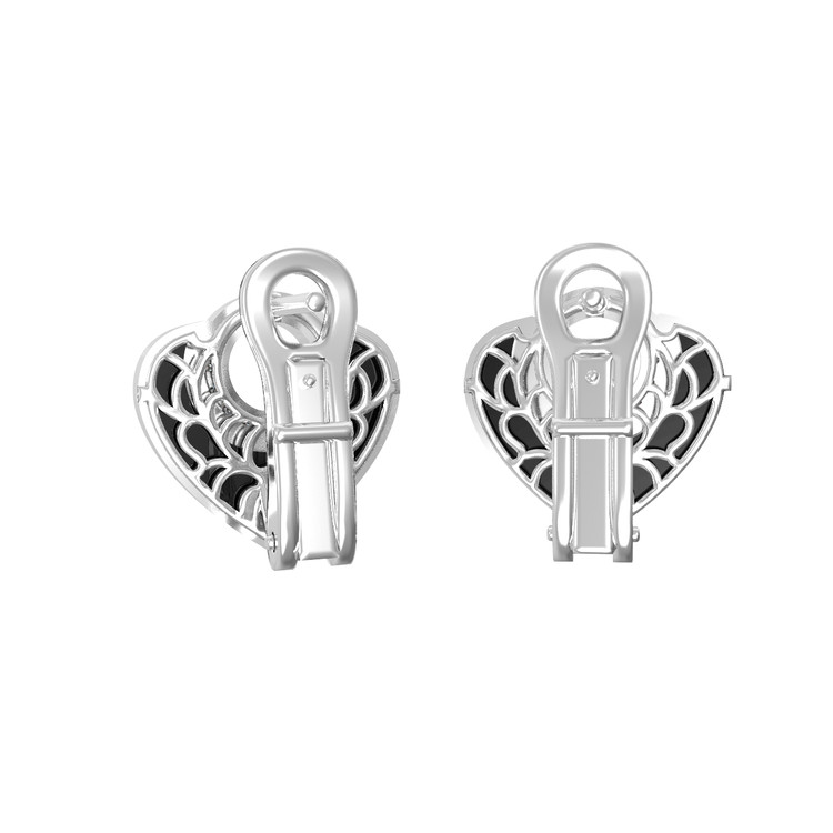 Серьги из белого золота c бриллиантами и ониксом