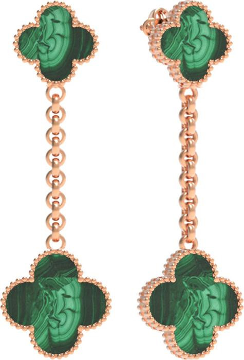 Серьги из золота c малахитом