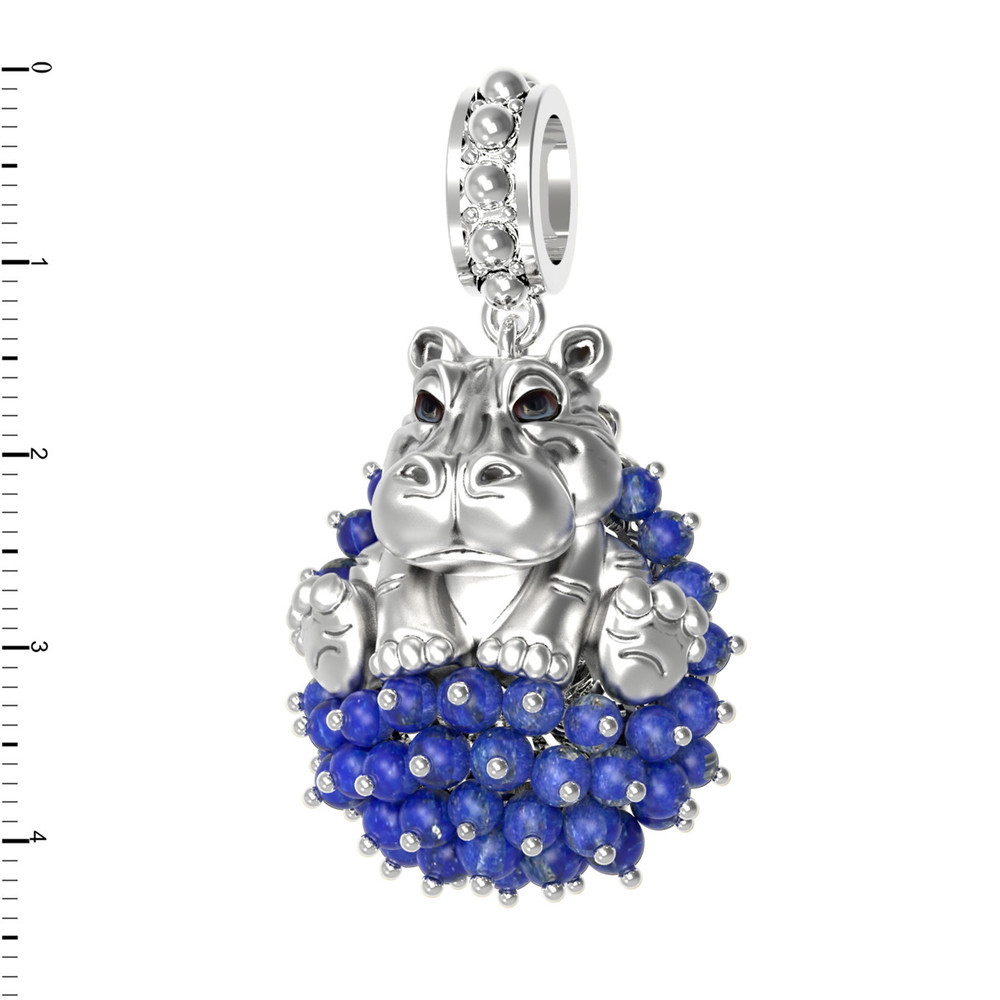 Подвеска из белого золота c эмаль и лазуритом