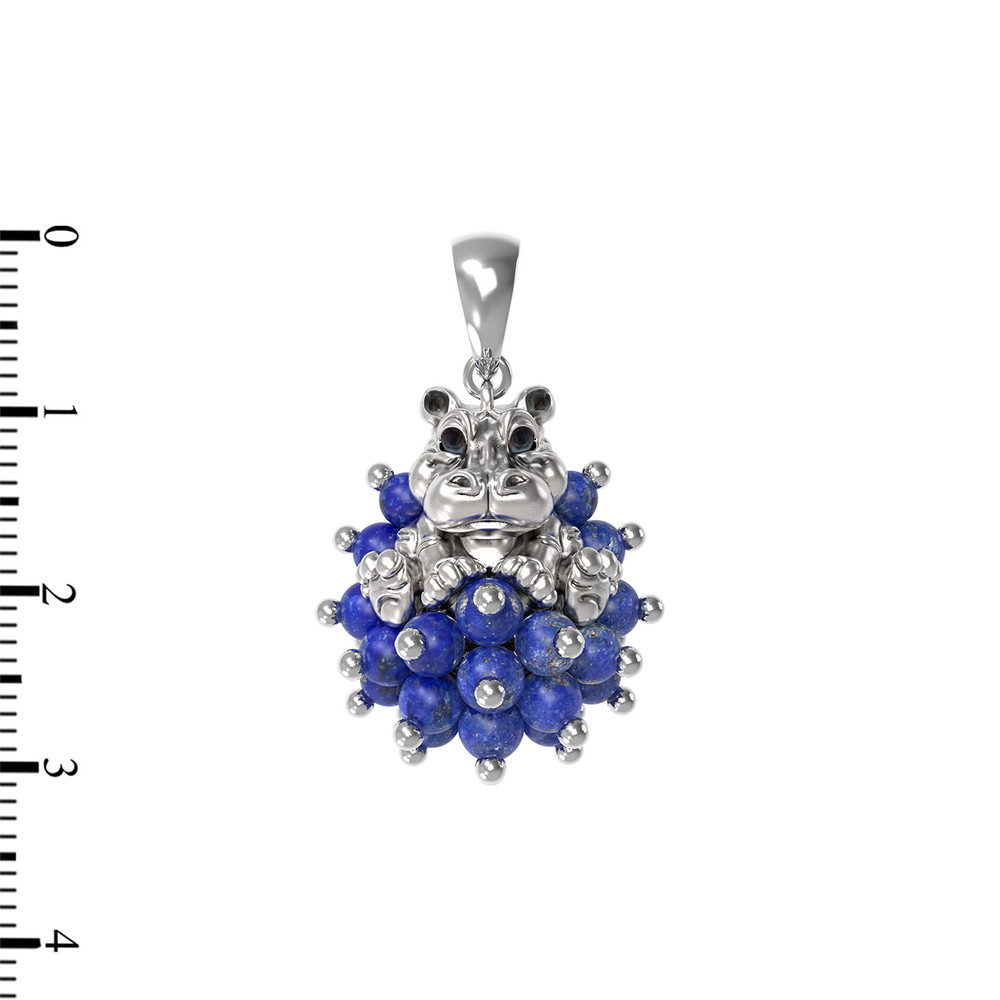 Подвеска из белого золота c эмаль и лазуритом