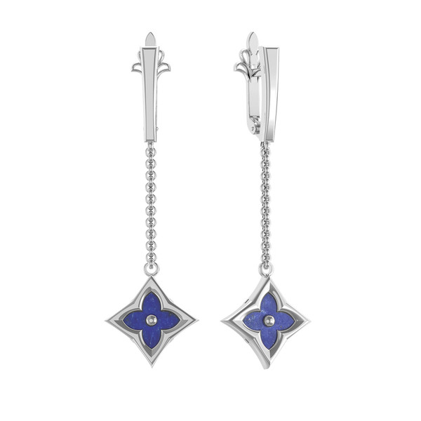 Серьги из белого золота c лазуритом