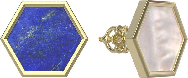 Серьги из лимонного золота c лазуритом и перламутром