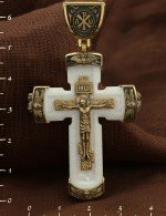 Крест из лимонного золота 585 пробы c бивнем мамонта