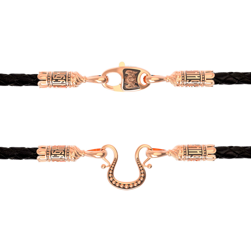 Шнурок кожаный из золота c кожаным шнурком