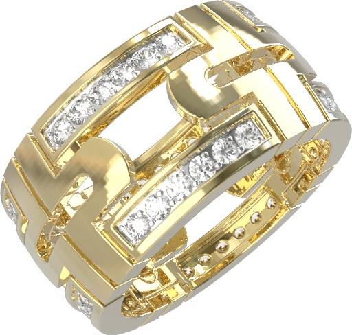 Кольцо из лимонного золота c бриллиантами