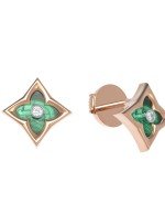 Серьги из золота 585 пробы c бриллиантами и малахитом