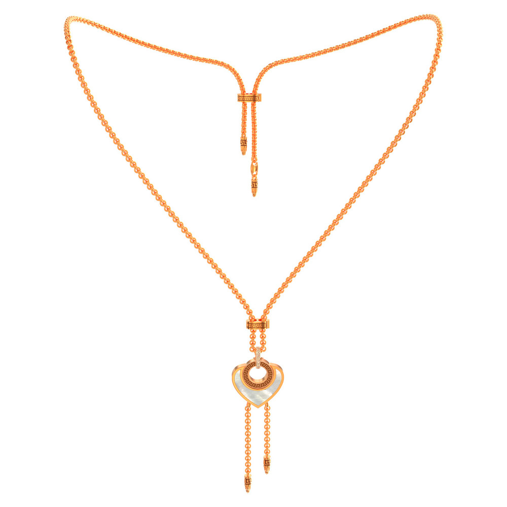 Колье из золота c фианитом, тигровым глазом и перламутром