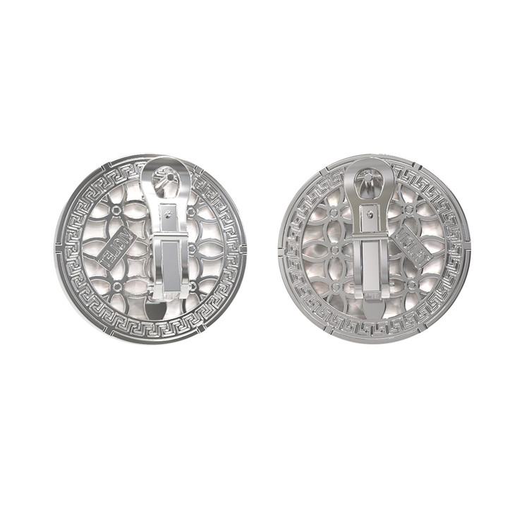 Серьги из белого золота c эмаль и перламутром