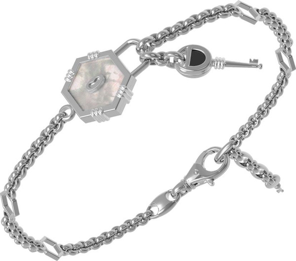 Браслет из белого золота c ониксом и перламутром