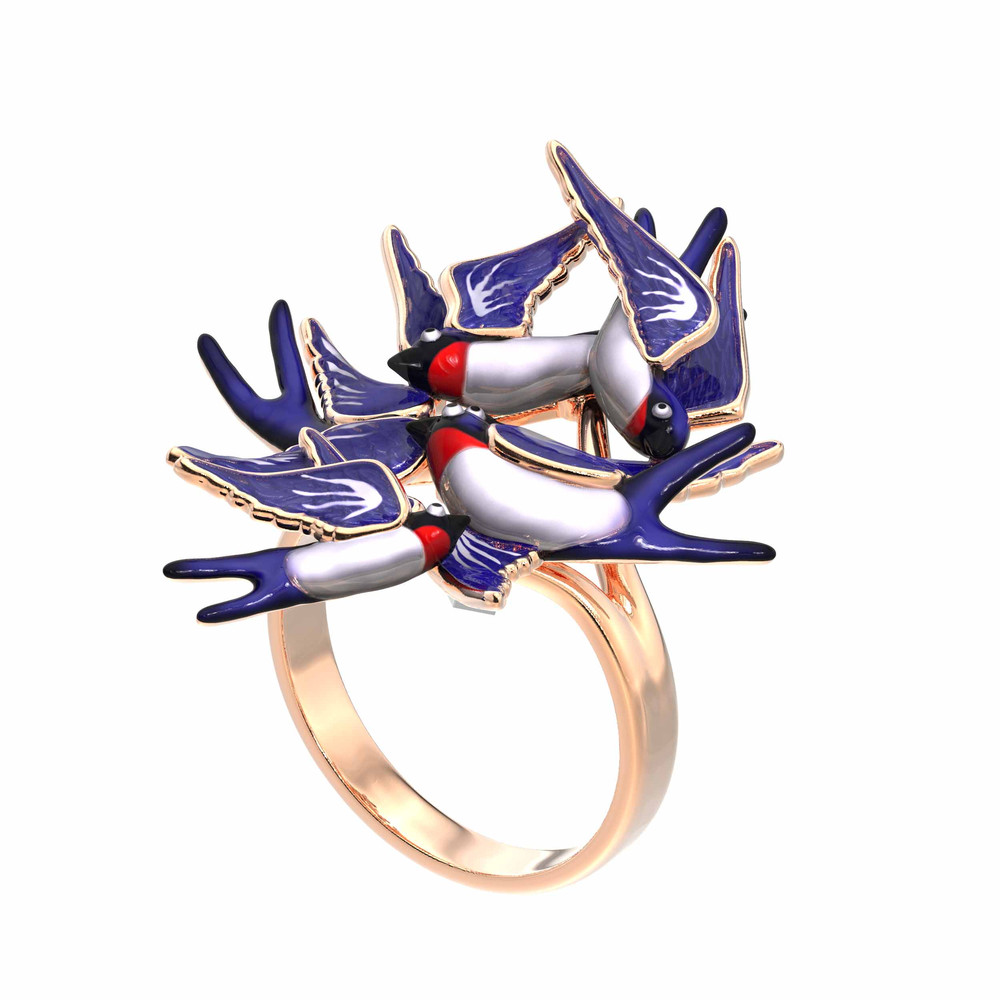 Кольцо из золота c эмалью