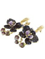 Серьги из лимонного золота 585 пробы c эмалью