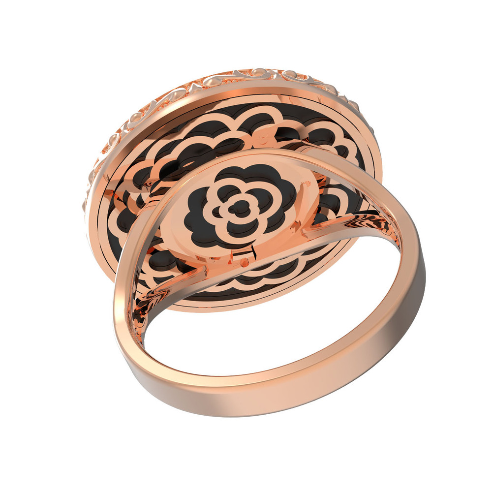 Кольцо из золота c ониксом и перламутром