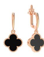 Серьги из золота 585 пробы c ониксом