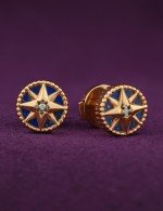 Серьги из золота 585 пробы c бриллиантами и лазуритом