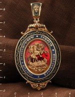 Образок из золота 585 пробы c эмалью
