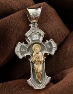 Крест из серебра 925 пробы и золота 585 пробы c фианитом