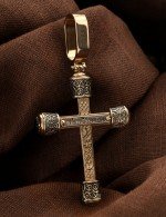 Крест из золота 585 пробы c ониксом