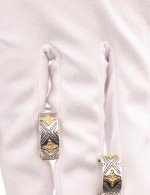 Серьги из серебра 925 пробы и золота 750 пробы c рубином