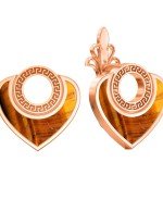 Серьги из золота 585 пробы c тигровым глазом
