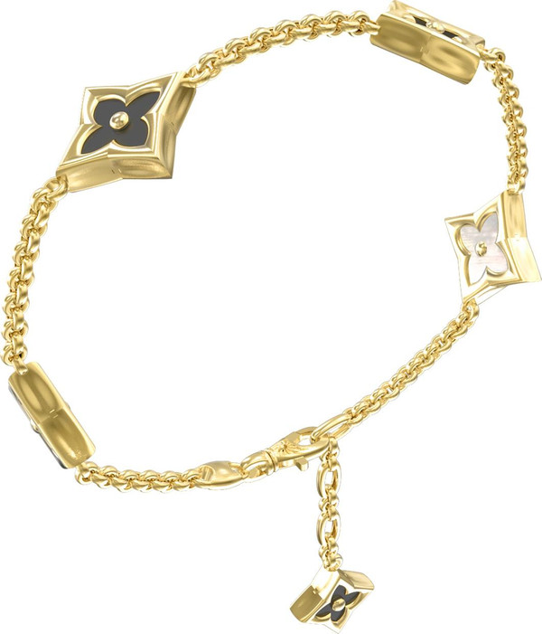 Браслет из лимонного золота c ониксом и перламутром