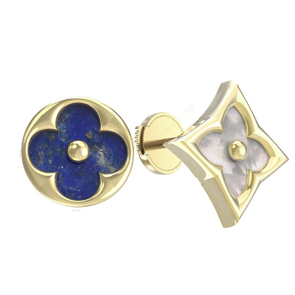 Серьги из лимонного золота c лазуритом и перламутром