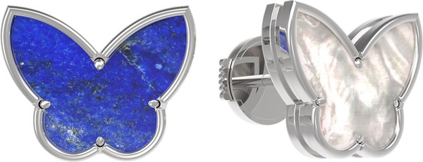 Серьги из белого золота c лазуритом и перламутром