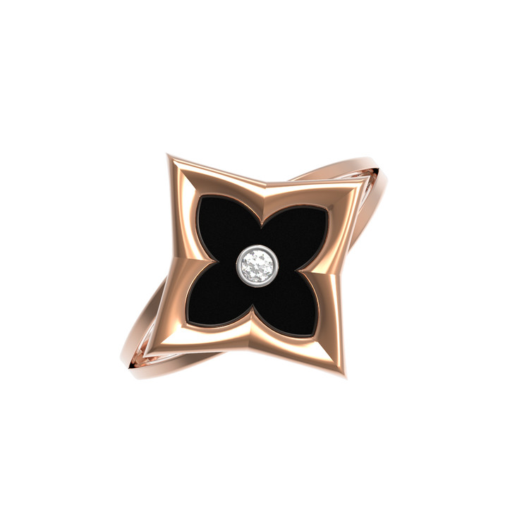 Кольцо из золота c бриллиантами и ониксом