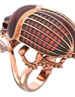 Кольцо из золота 585 пробы c эмалью, фианитом и гранатом