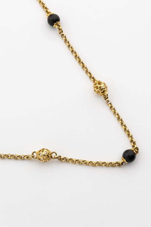 Колье из лимонного золота c ониксом
