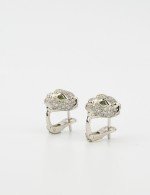 Серьги из белого золота 585 пробы c бриллиантами и изумрудом