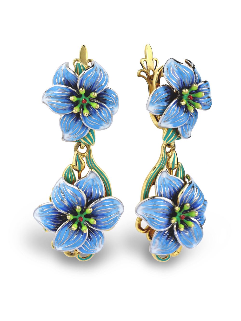 Серьги из лимонного золота c эмаль