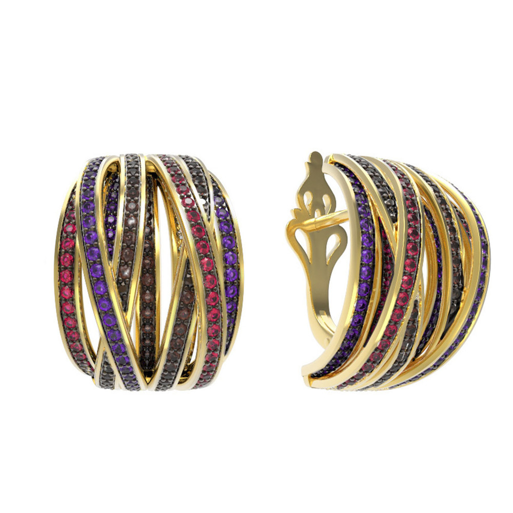 Серьги из лимонного золота c фианитом