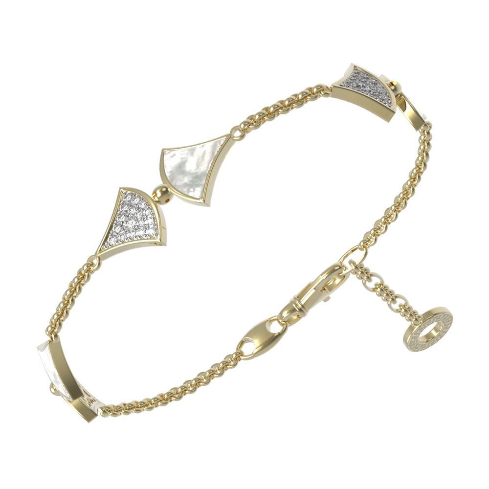 Браслет из лимонного золота c бриллиантами и перламутром