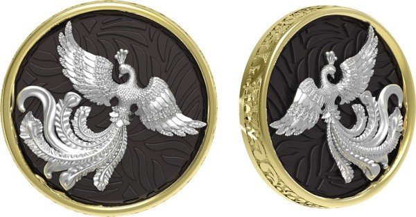 Серьги из лимонного золота 585 пробы c эбеновым деревом