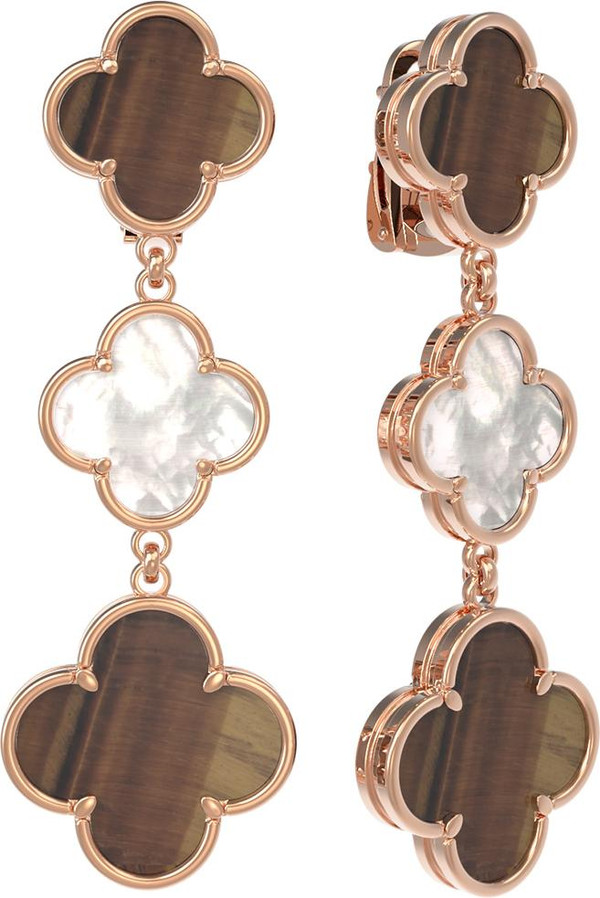 Серьги из золота c тигровым глазом и перламутром