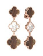 Серьги из золота 585 пробы c тигровым глазом и перламутром