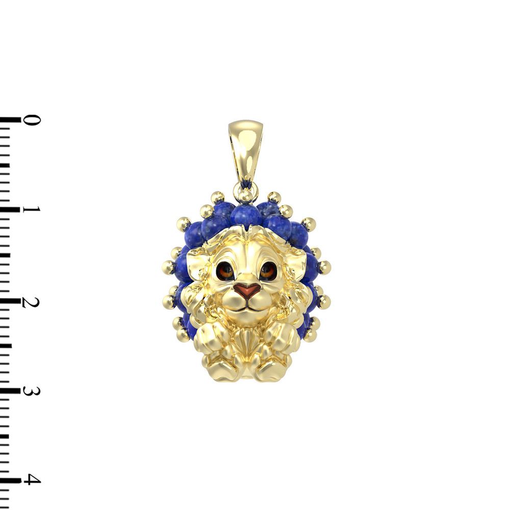 Подвеска из лимонного золота c эмаль и лазуритом