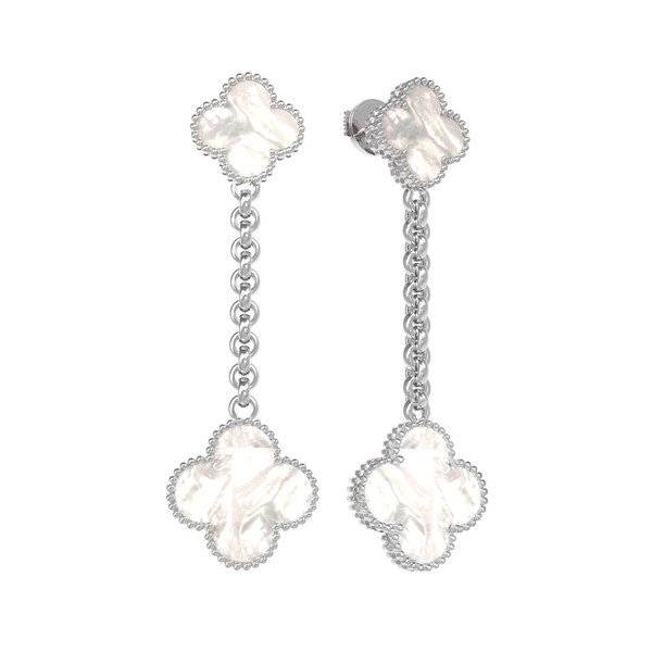 Серьги из белого золота c перламутром