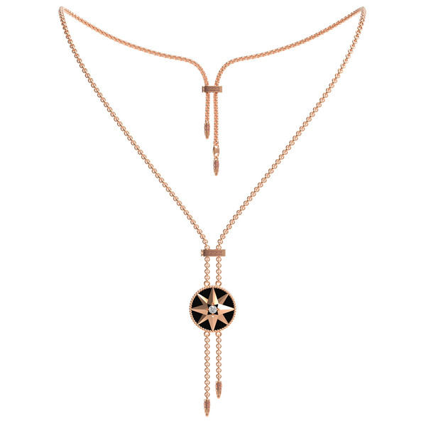 Колье из золота c фианитом, ониксом и перламутром