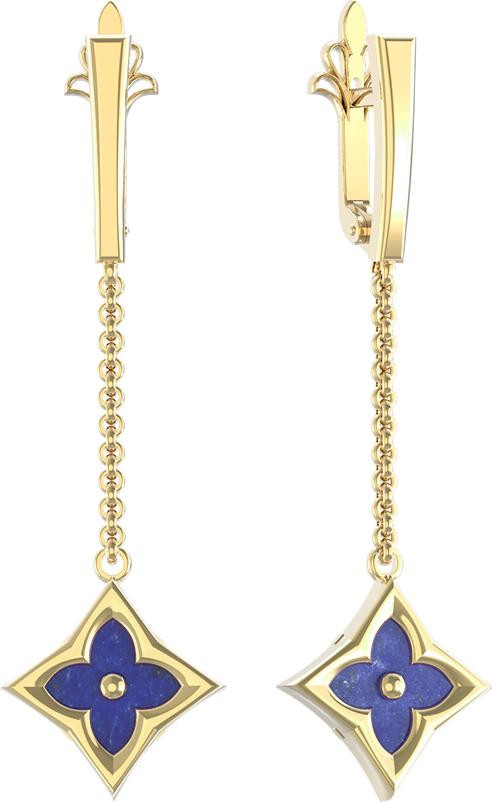 Серьги из лимонного золота c лазуритом